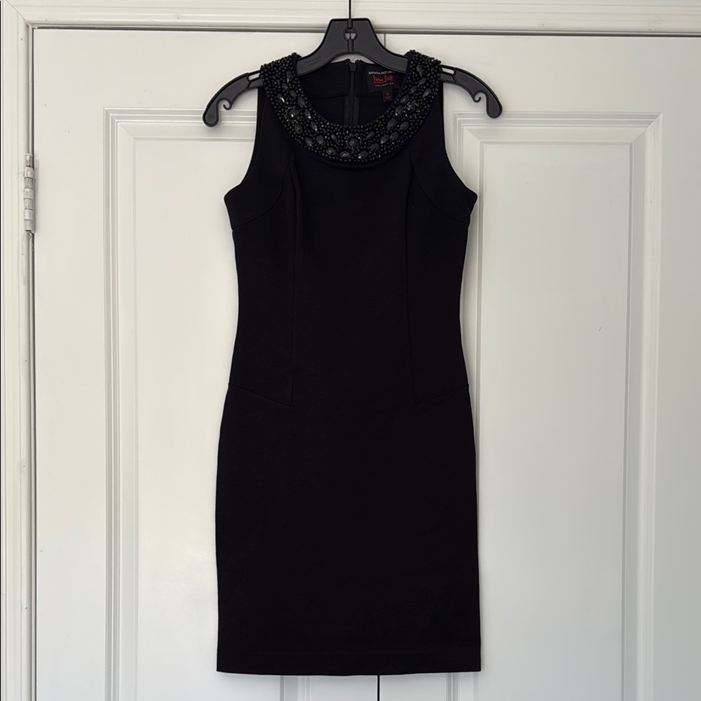 L'Wren Scott Banana Republic Black Beaded Collar Mini Dress